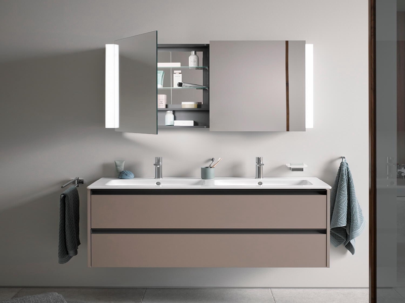 Vanité de salle de bains en bois massif laqué mat personnalisé haut de gamme avec modèles d'armoires à miroir