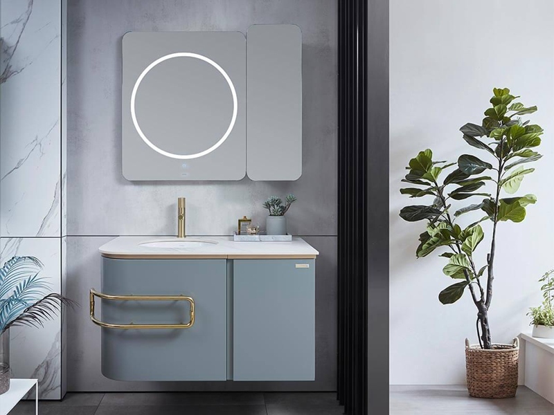 Vanité de salle de bains double de style Shaker de haute qualité avec miroir encadré en bois
