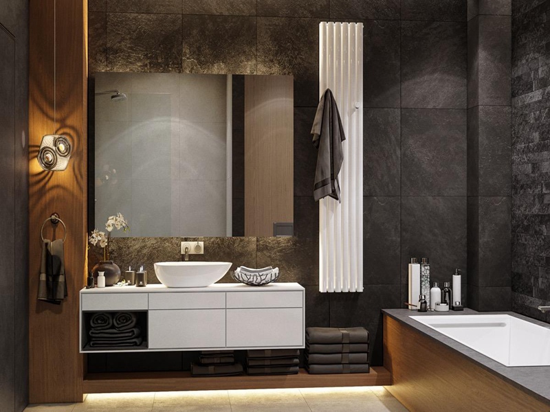 Vanité de salle de bains en bois massif d'hôtel haut de gamme moderne avec de belles conceptions de bassin de comptoir