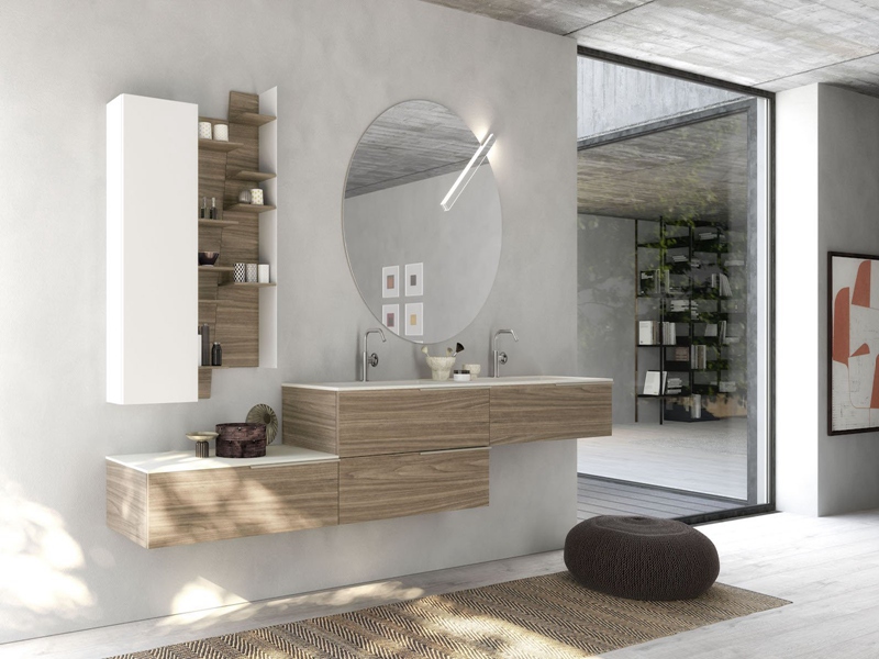Conceptions gratuites de poignée de vanité de salle de bains en grain de bois élégant