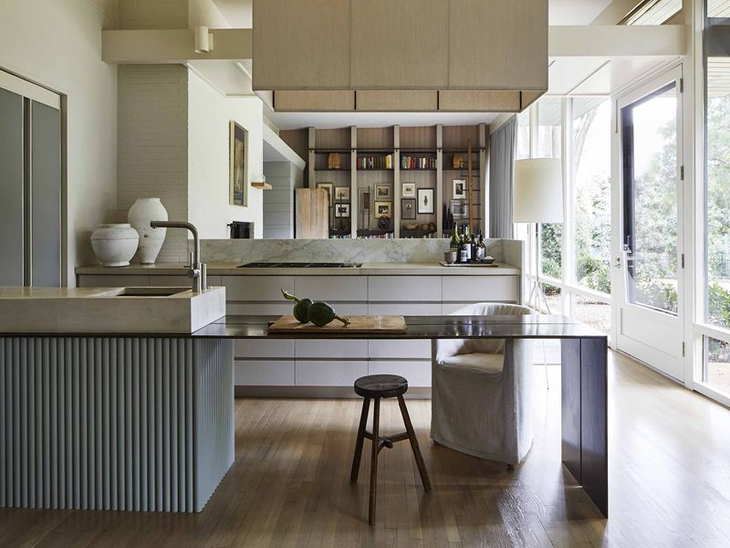 Armoires de cuisine minimalistes en bois massif sans armoires à panneaux design