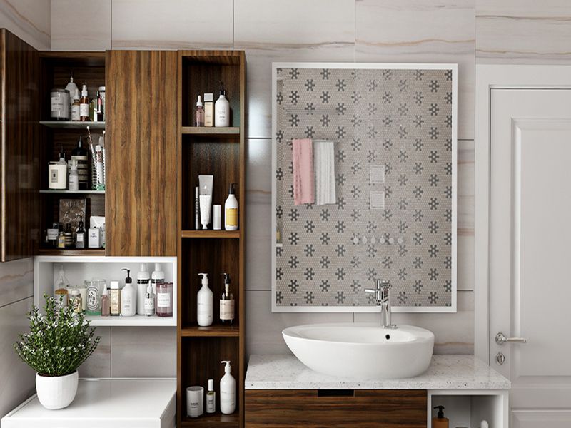 Utiliser l'espace vertical pour la vanité de la salle de bain