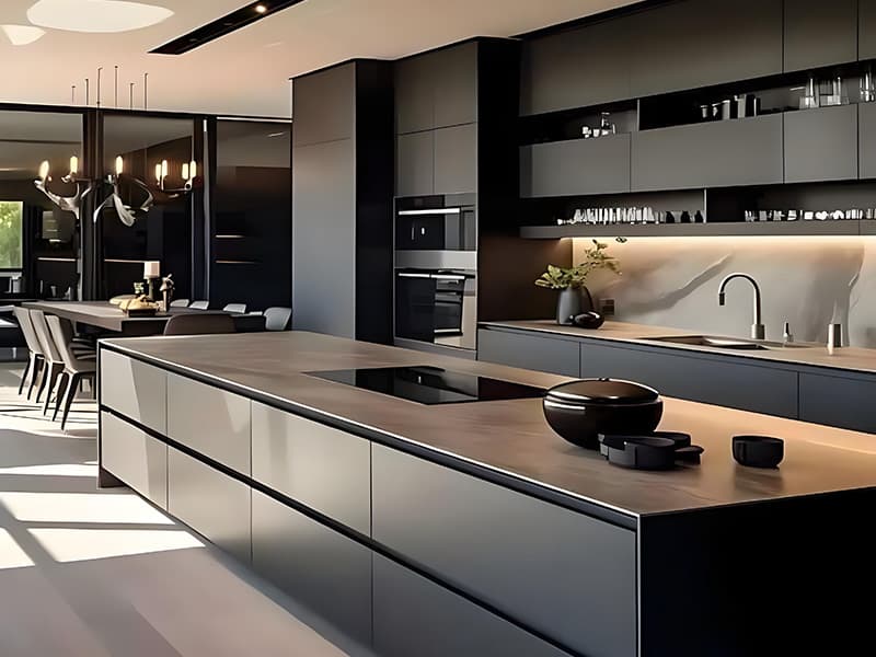 Dark Matte Modern Kitchen Cabinet