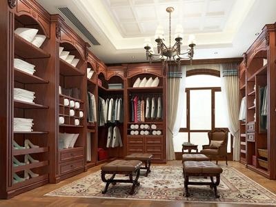 Red Solid Wood Classic European Wardrobe