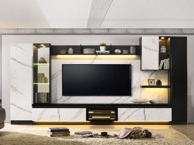 Modern Style TV Cabinet with Light Floral Patterns