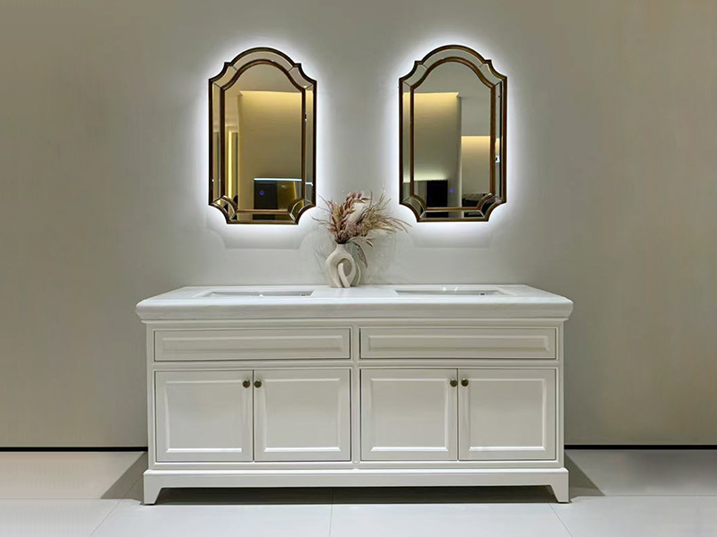 Meuble-lavabo autoportant de salle de bain de style rétro classique et léger, design personnalisé de haute qualité