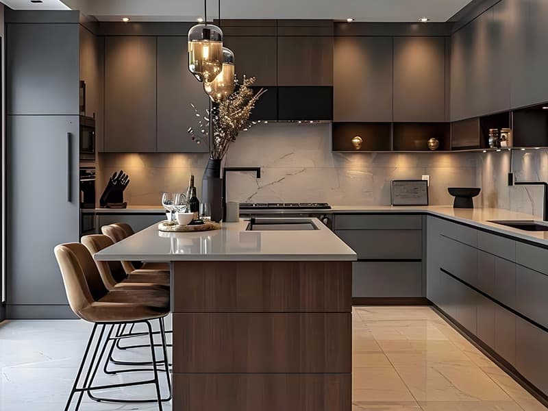 Idées de design pour des armoires de cuisine modernes aux tons foncés : la tendance élégante et fonctionnelle de 2026