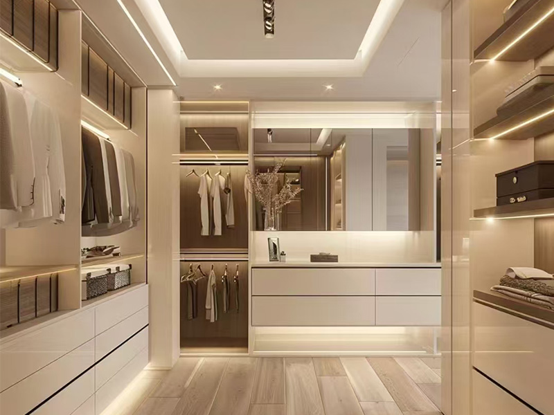 Armoire de luxe haut de gamme en bois avec bande lumineuse LED