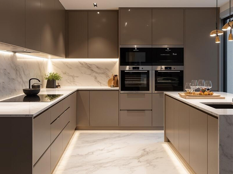 Armoires de cuisine modernes, imperméables et brillantes, personnalisées et de haute qualité